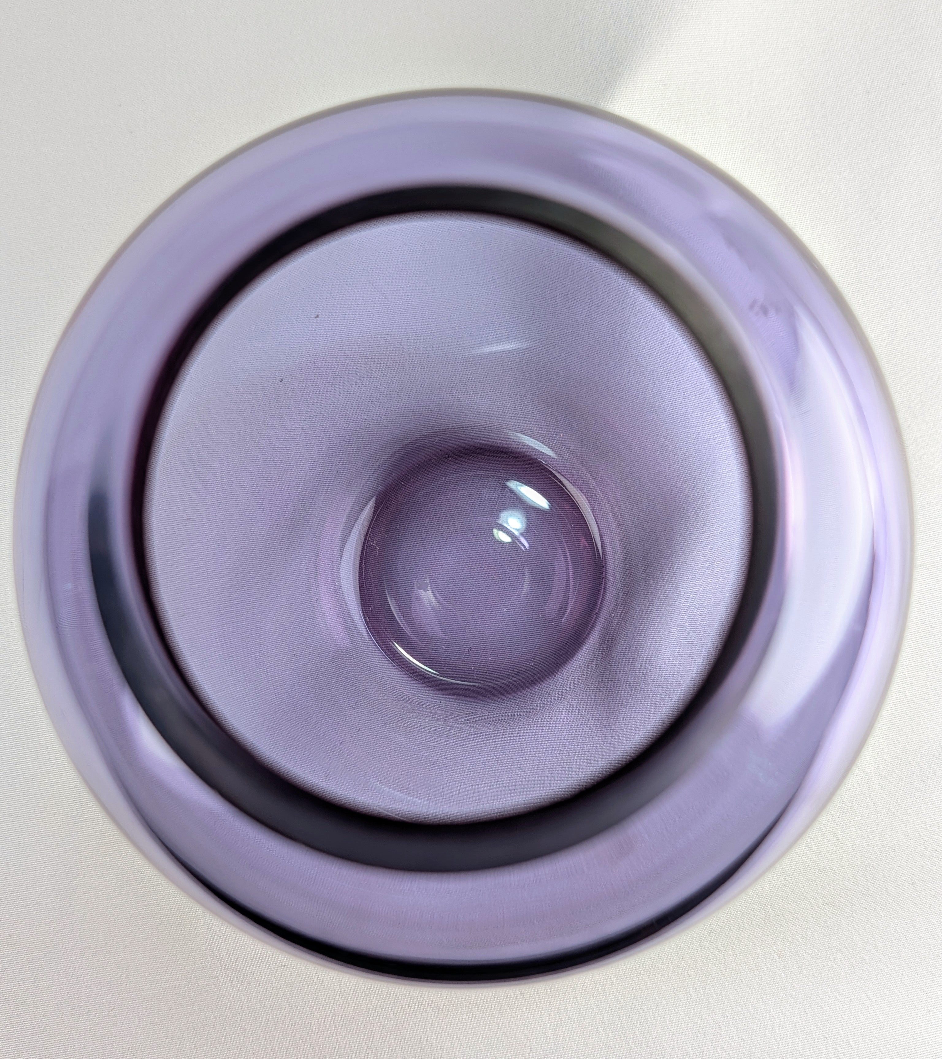 Vintage Hand Blown Alexandrite Style Purple Studio Art Glass MCM Vase | Rounded Lilac Glass Display Piece