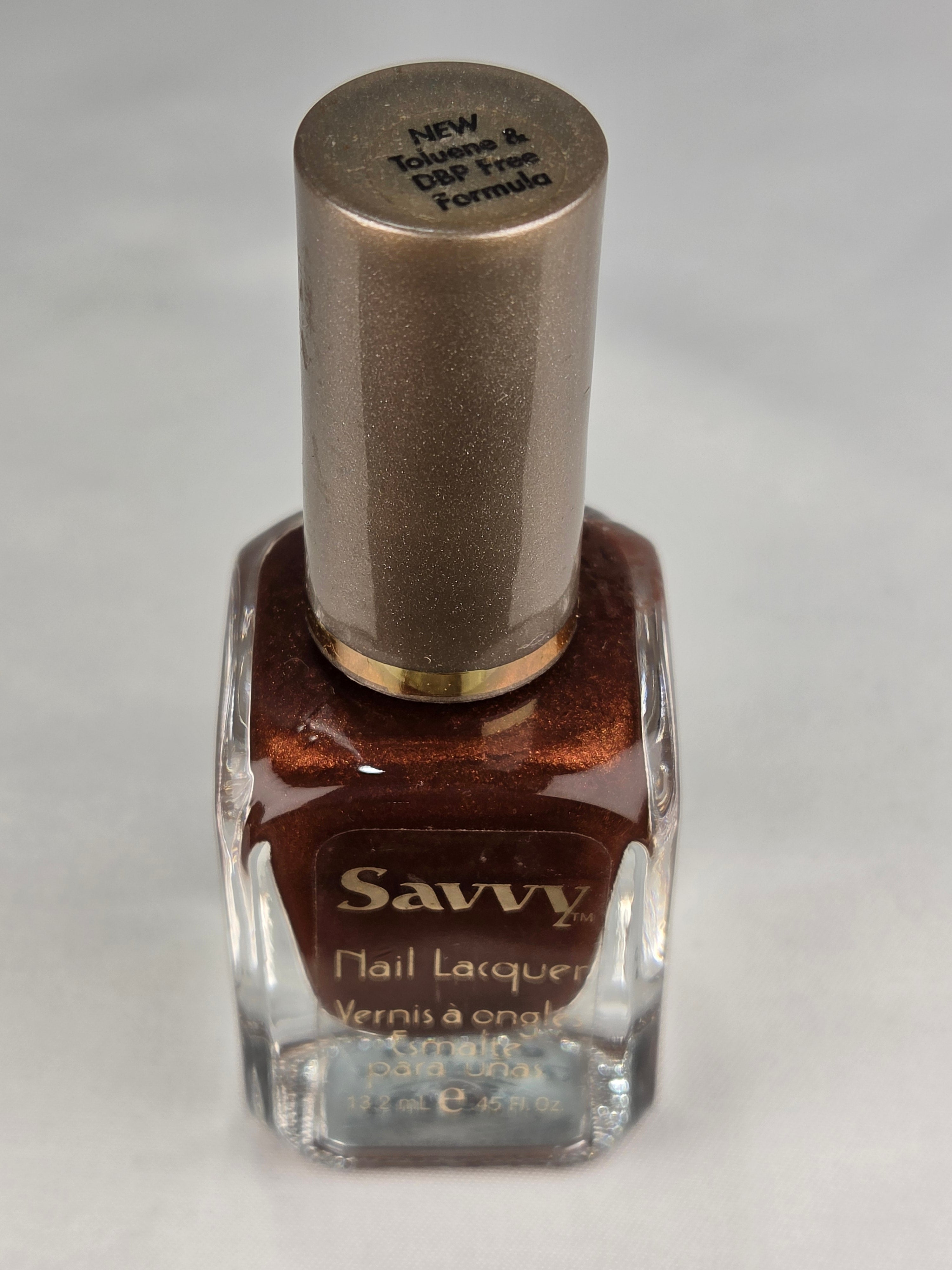 Savvy Nail Lacquer Chocolate Mint Copper Bronze Shimmer Nail Polish .45 oz Vintage Collectible