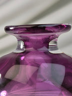 Vintage Signed R. Strand Swedish Art Glass Bud Vase 3.5" Amethyst Purple Clear MCM