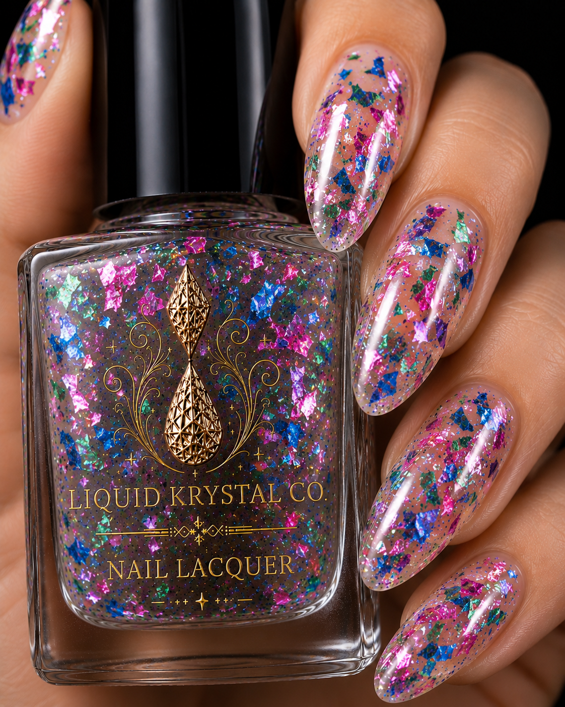Kaleidofracture Nail Polish Prototype| Multicolor Flake Glitter Topper | Rainbow Shard Effect | Indie Nail Lacquer by Liquid Krystal Co.