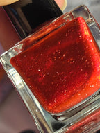 Velvet Noel — Ruby Red Shimmer Nail Polish with Silver Hex Glitter | Christmas Holiday Indie Lacquer | Liquid Krystal Co.