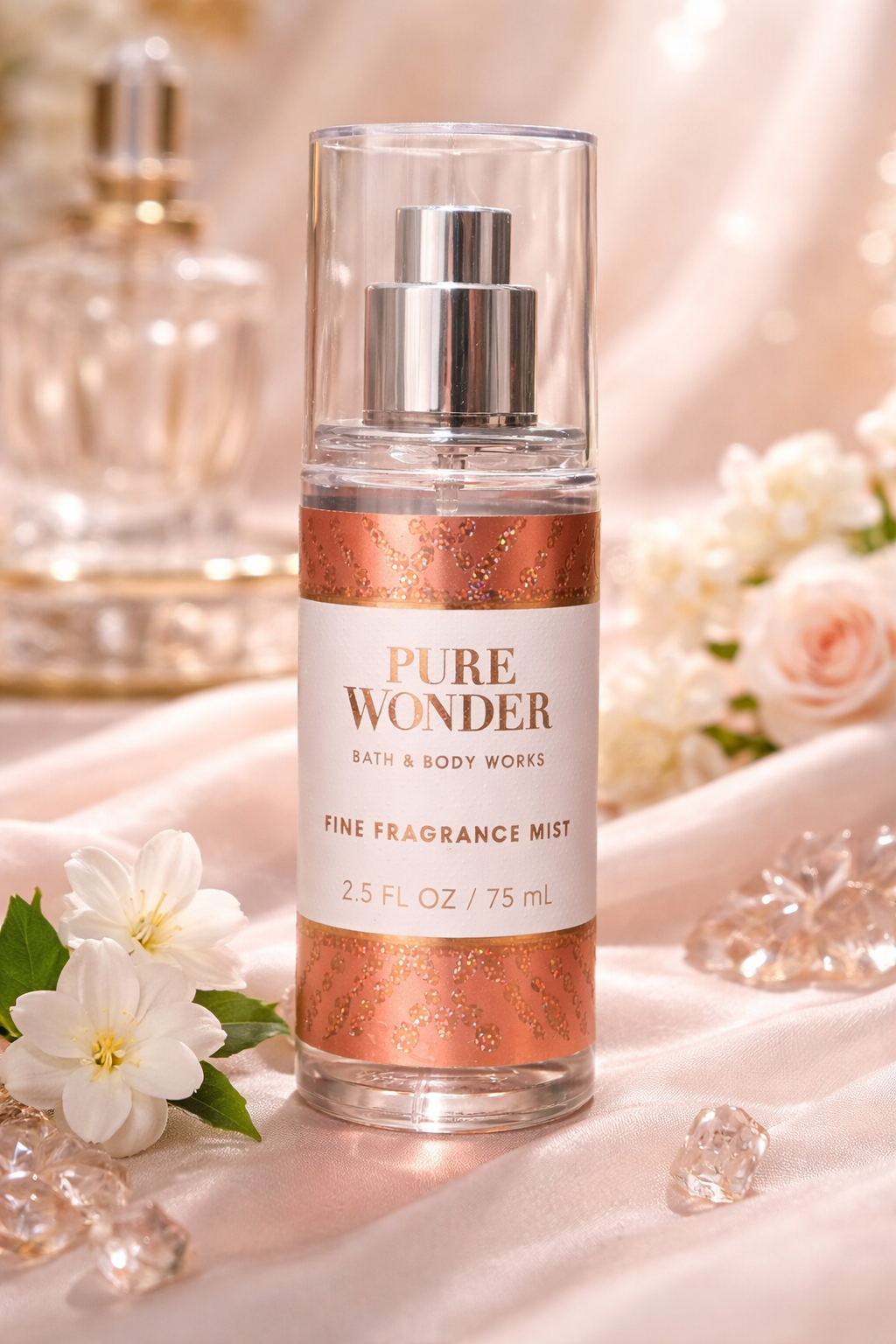 Bath & Body Works Pure Wonder Fine Fragrance Mist Travel Size 2.5 oz / 75 mL – Iced Rosé Jasmine Amber