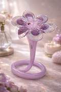 Murano Vintage Handblown Iridescent Lilac Glass Flower Sculpture – Made in Italy