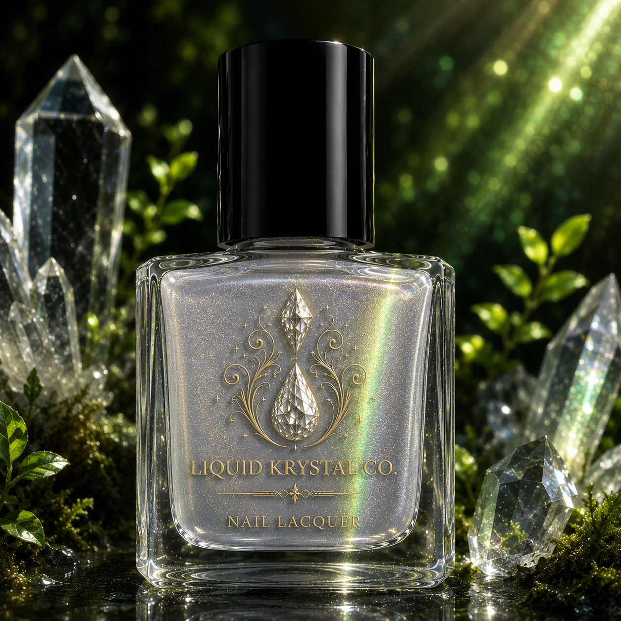 Dewspell | Clear Nail Lacquer with Lime-Green Sheen | Liquid Krystal Co.