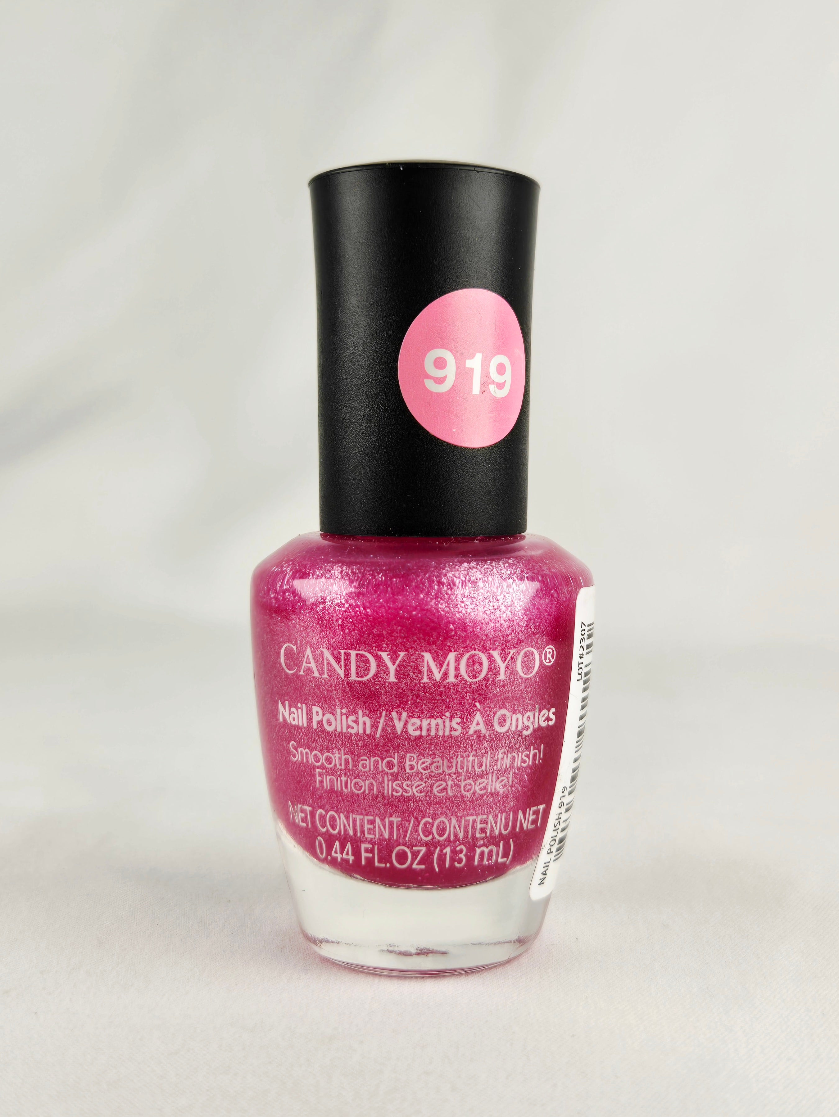 Candy Moyo Nail Polish #919 Bright Pink Shimmer Glitter 0.44 oz / 13mL