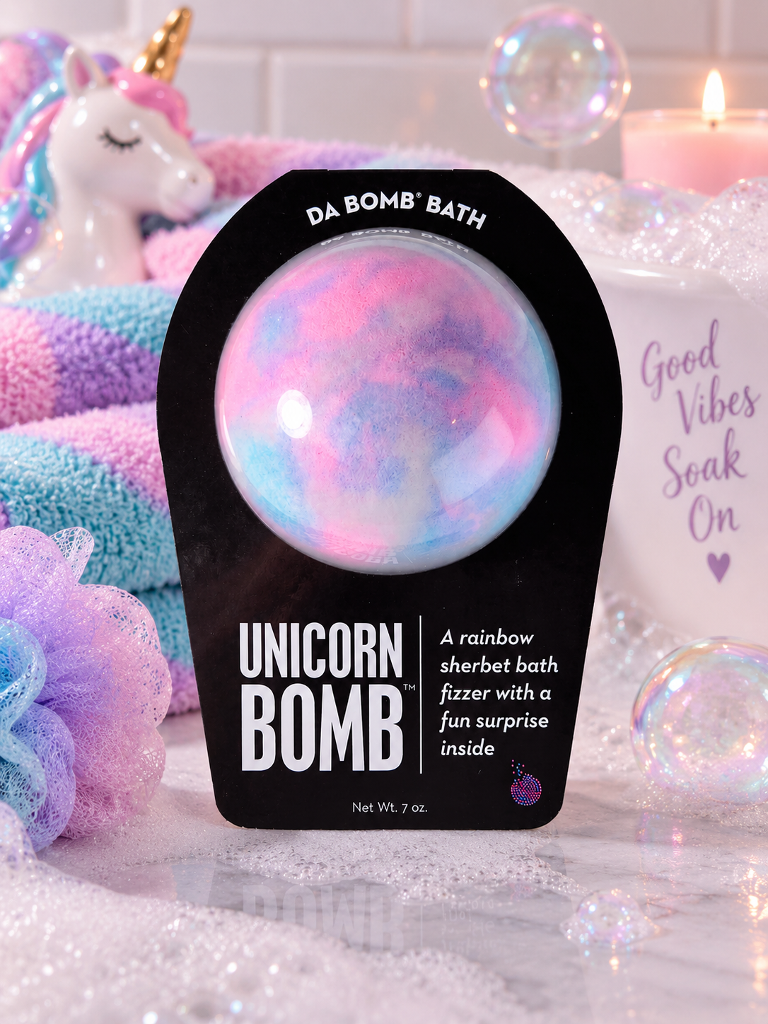 Da Bomb Bath Unicorn Bomb Rainbow Sherbet Bath Fizzer 7 oz Surprise Inside New