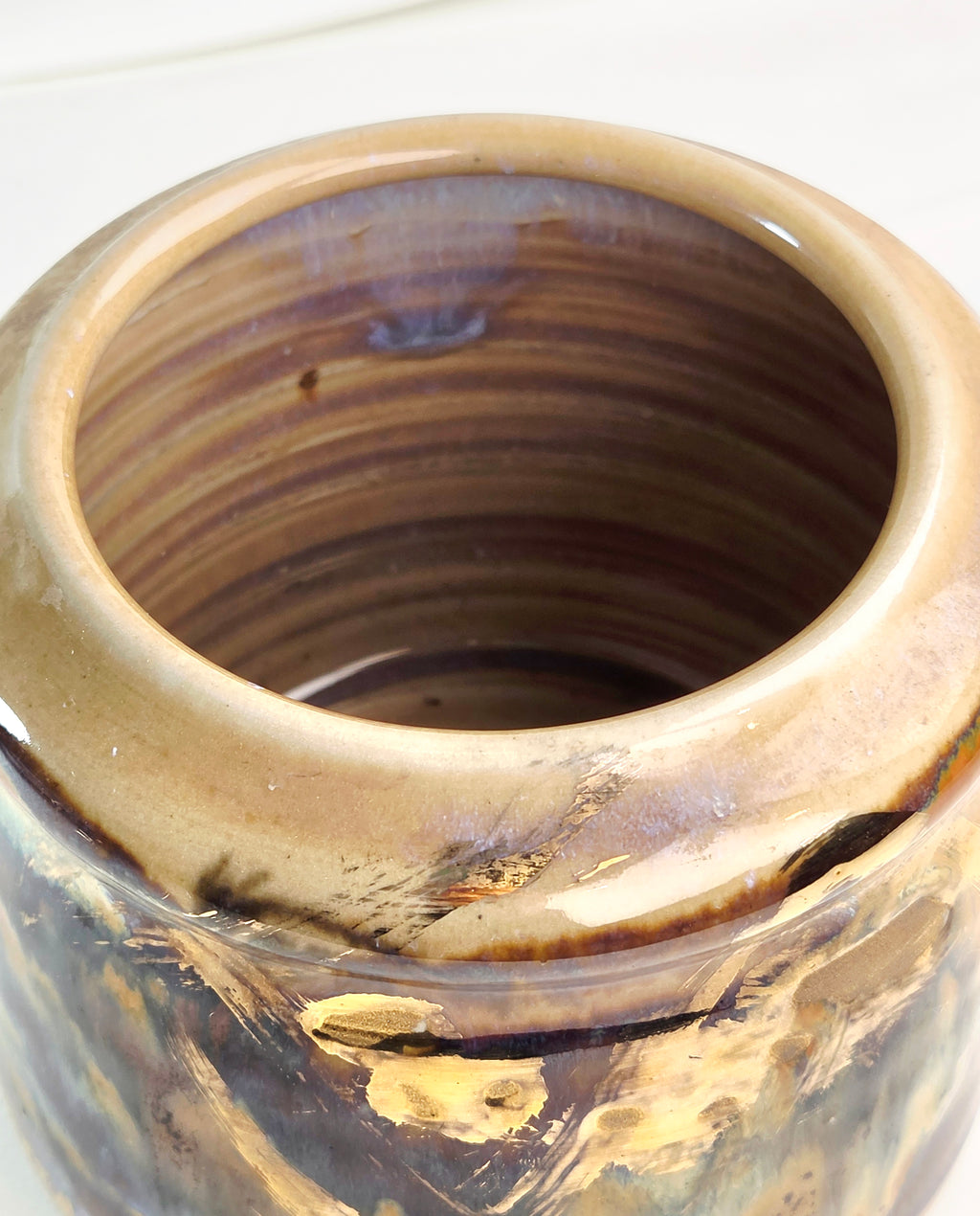 1991 Weintraub Signed Studio Art Pottery Vase – Iridescent Metallic Luster Glaze