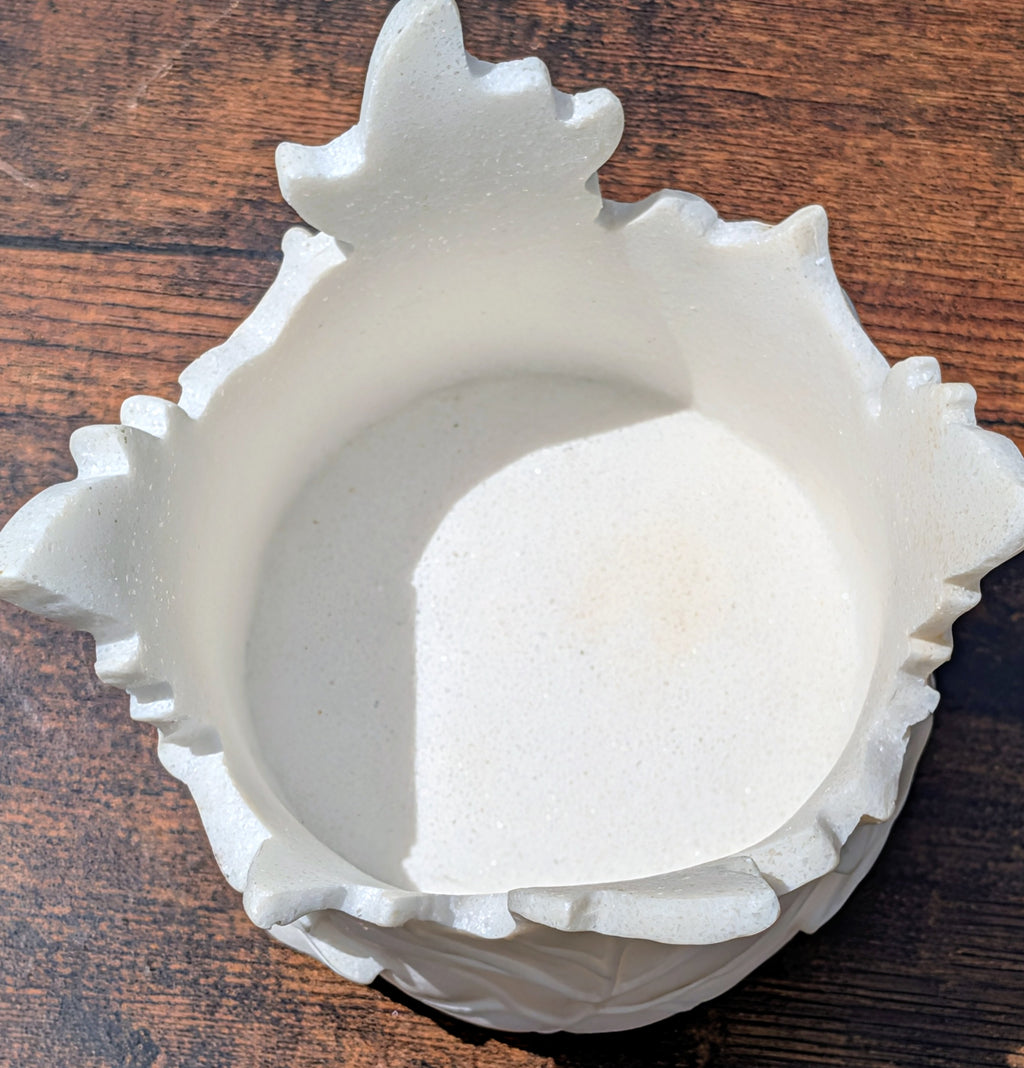 Bath & Body Works Faux Marble Leaf Candle Holder | Ivory Sparkle Decor