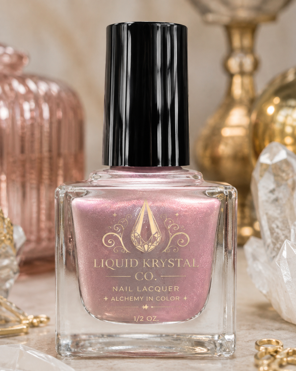Blushfire Afterglow – Dusty Mauve Pink Shimmer Nail Polish with Red & White Flash | Liquid Krystal Co. Handmade Indie Lacquer