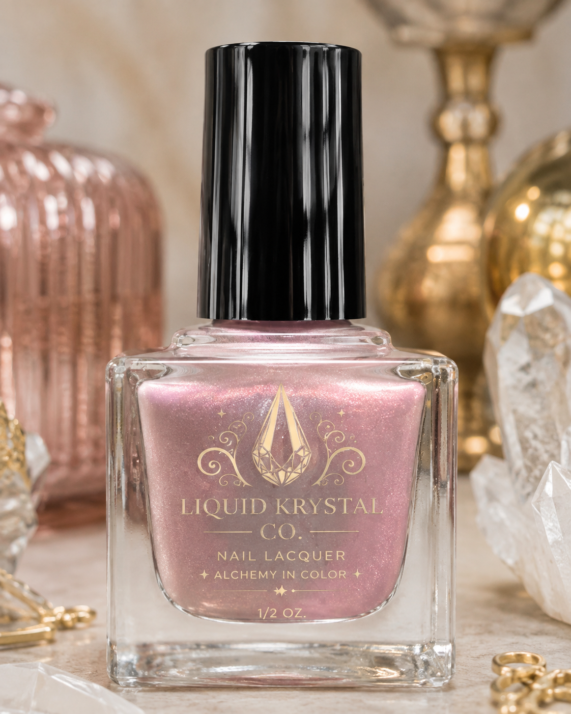 Blushfire Afterglow – Dusty Mauve Pink Shimmer Nail Polish with Red & White Flash | Liquid Krystal Co. Handmade Indie Lacquer