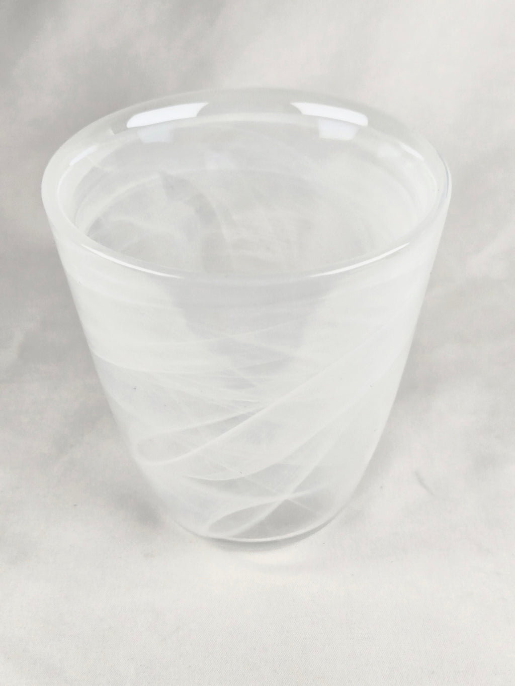 Iridescent Frosted Glass Vase – Swirl Pattern Opalescent Small Decorative Vessel