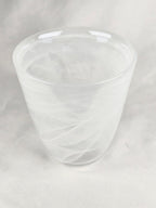 Iridescent Frosted Glass Vase – Swirl Pattern Opalescent Small Decorative Vessel