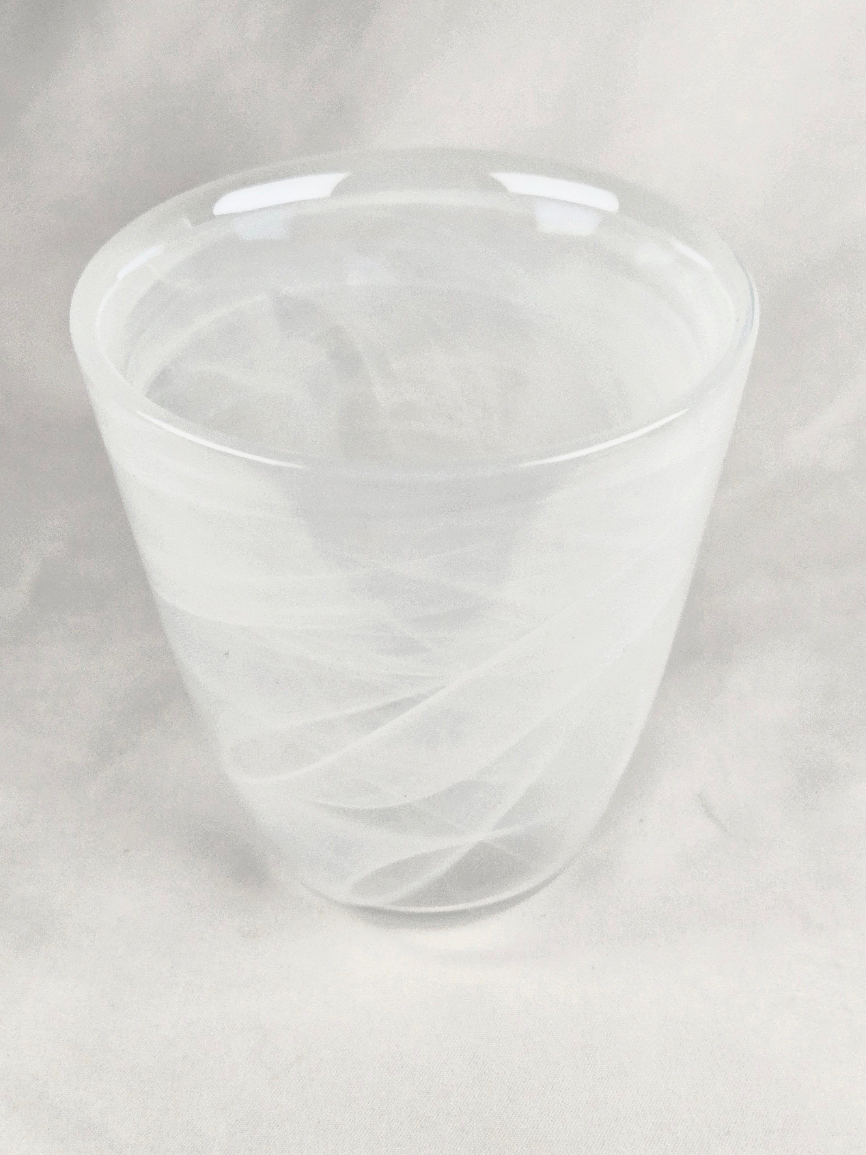 Iridescent Frosted Glass Vase – Swirl Pattern Opalescent Small Decorative Vessel
