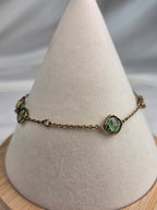 Crislu CC 925 Green Crystal Gold Vermeil Sterling Silver Station Bracelet