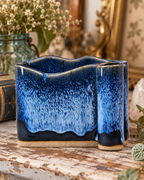 Bay Pottery Blue Drip Glaze Stoneware Desk Organizer & Pen Holder – Virginia Pottery