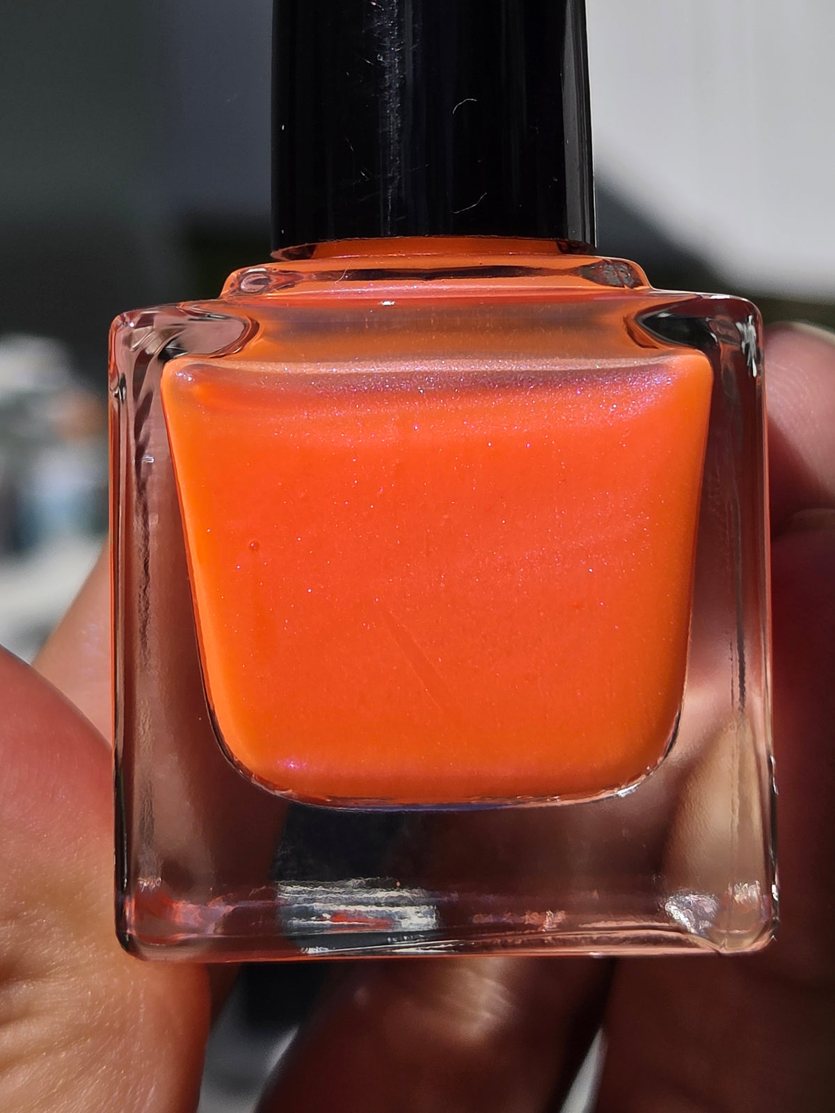 Arcflare - Neon Orange Glow in the Dark Nail Polish | Blue Violet Shimmer UV Reactive Handmade Indie Lacquer | Liquid Krystal Co.
