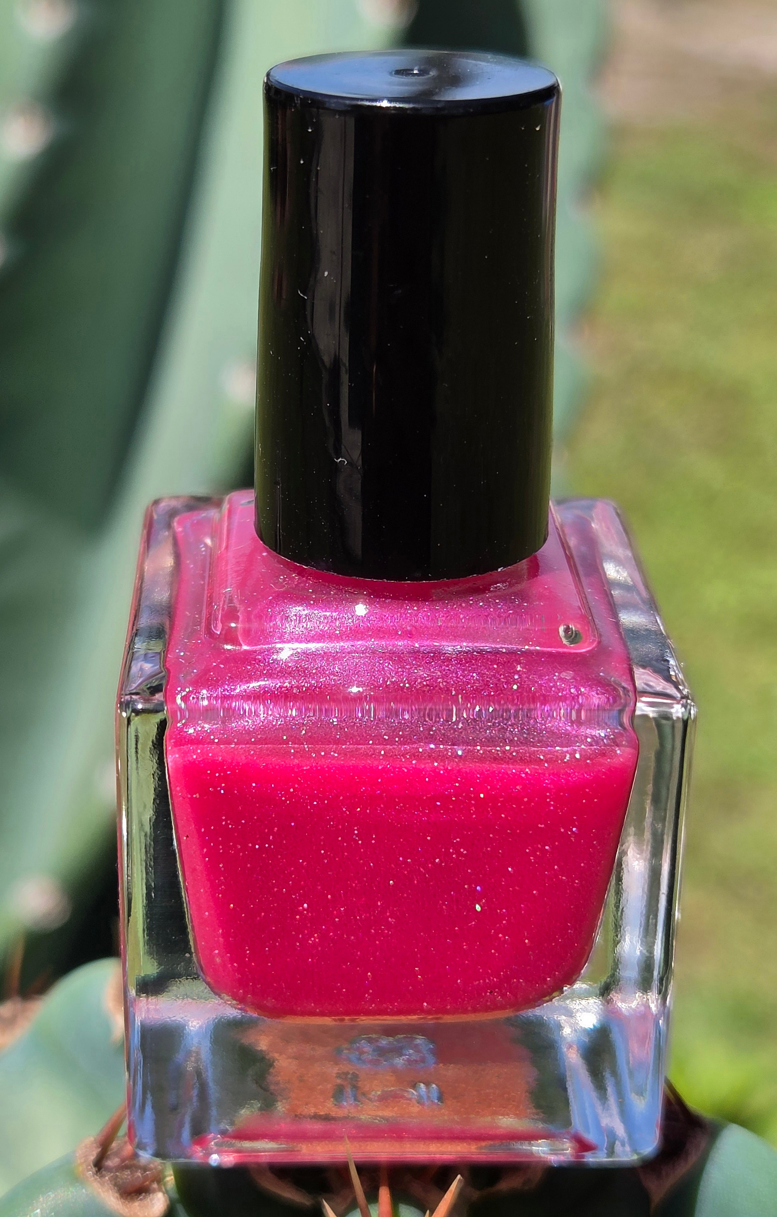 Crush Theory Nail Polish – Hot Pink Jelly with Holographic Shimmer Prototype