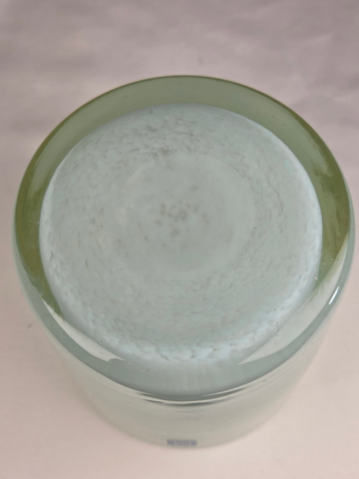 Vintage Hadeland Norway Light Dage Green Cased Art Glass Vase Votive Holder