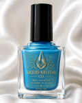 Cyanalite Handmade Cyan Blue Nail Polish with Subtle Gold Shimmer | Indie Nail Lacquer Prototype