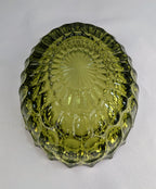 Vintage Olive Green Frostia Style Pressed Glass Trinket Dish Catchall Bowl Ashtray