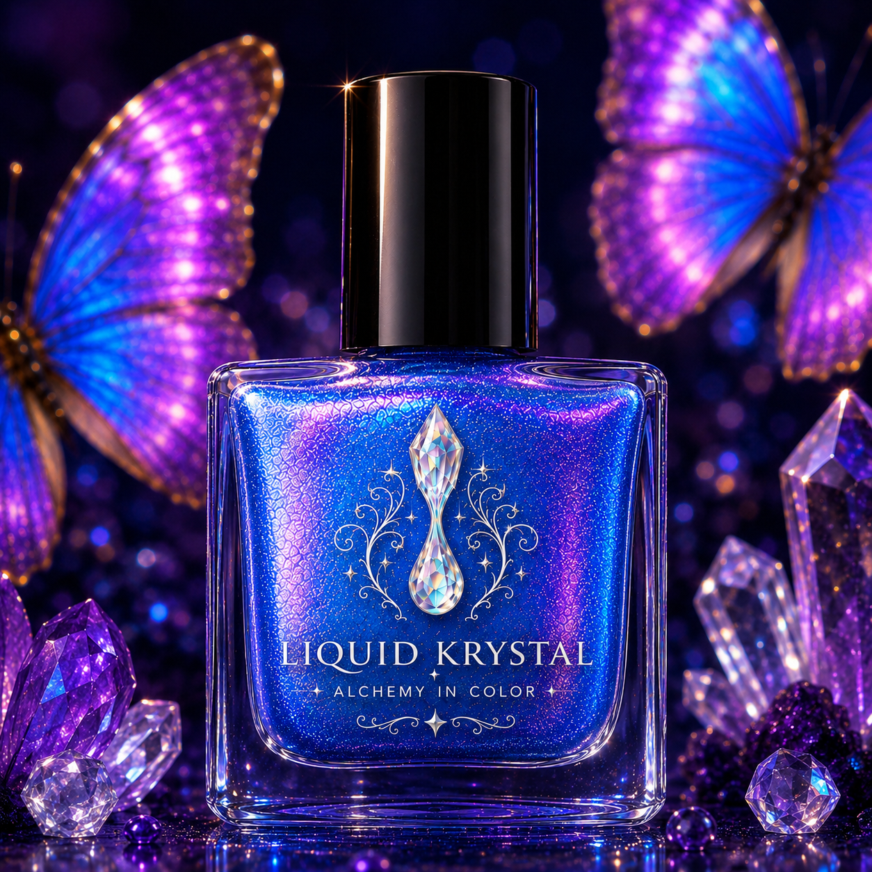 Morphodianite | Electric Blue & Violet Shimmer Nail Polish | Liquid Krystal Co.- NOT FOR SALE- Early 2027 Drop