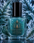 Frostbitten Fern Nail Polish | Evergreen Teal Shimmer Lacquer | Icy Blue Crystal Sparkle | Winter Forest Nail Polish | Liquid Krystal Co.