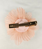 🎁 Present Pile Add-On | $25+ Order                    Peach Mesh Flower Hair Clip Sheer Petal Floral Barrette Gold Tone Clip
