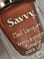 Savvy Nail Lacquer Chocolate Mint Copper Bronze Shimmer Nail Polish .45 oz Vintage Collectible