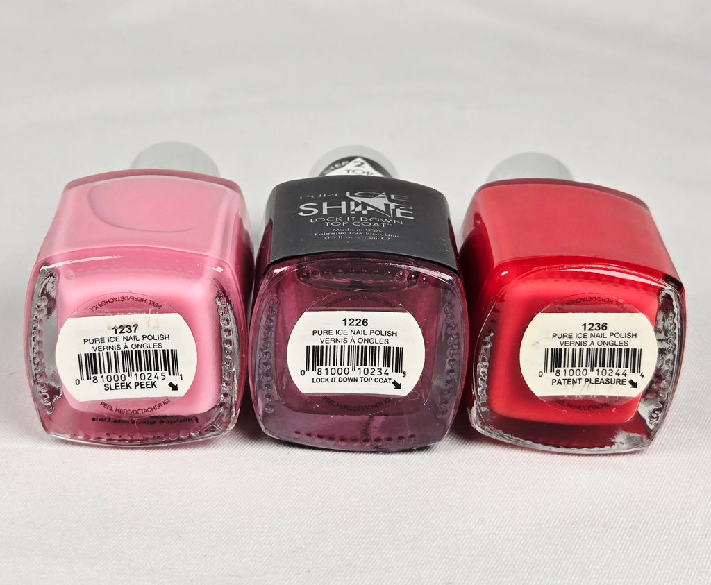 Pure Ice Shine Gel Tech Nail Polish Set – 2-Step Shine System | Red, Pink & Top Coat