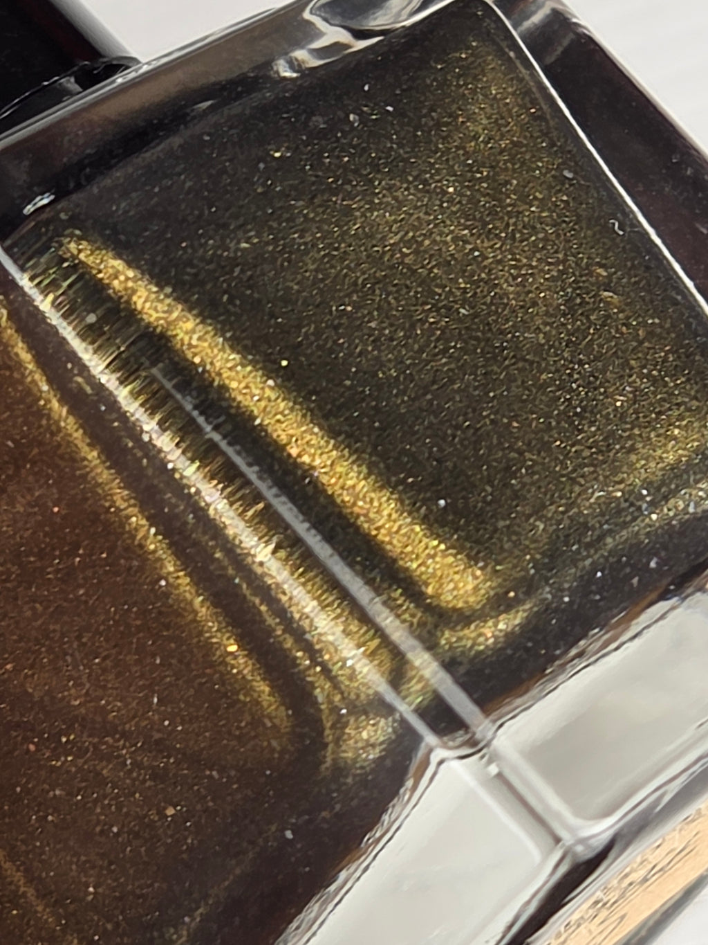 Liquid Krystal Co. Gilded Raven Prototype Nail Lacquer | Black Crelly with Antique Gold Shimmer | One-of-a-Kind Handmade Indie Polish