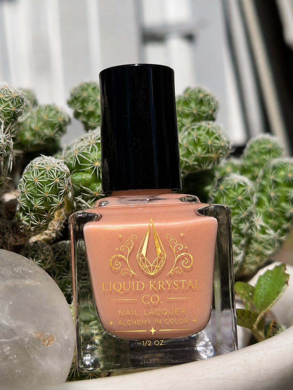 Asrai's Dayssolve - Peach Nude Golden Shimmer Nail Polish | Handmade Indie Lacquer | Liquid Krystal Co.