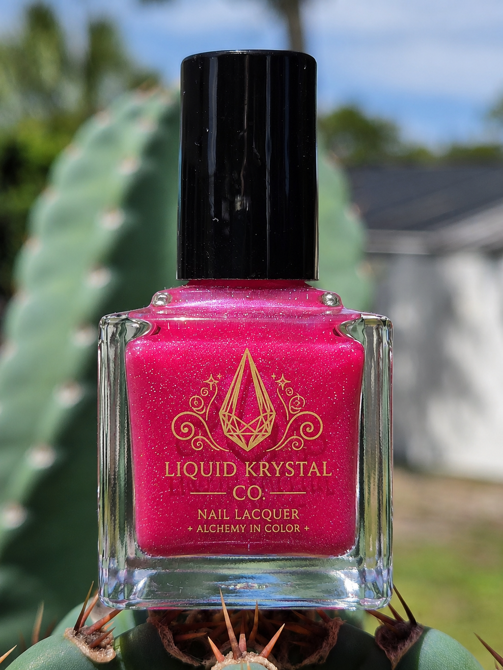 Crush Theory Nail Polish – Hot Pink Jelly with Holographic Shimmer Prototype