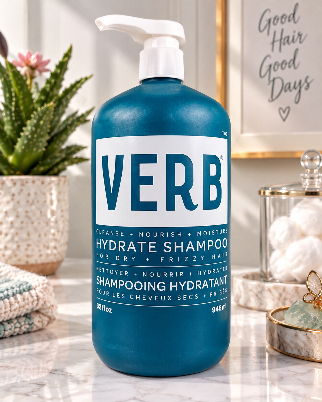 VERB Hydrate Shampoo 32 oz 946 mL Jumbo Size Moisturizing Shampoo for Dry Frizzy Hair
