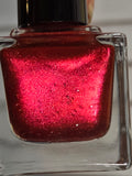 Velvet Noel — Ruby Red Shimmer Nail Polish with Silver Hex Glitter | Christmas Holiday Indie Lacquer | Liquid Krystal Co.