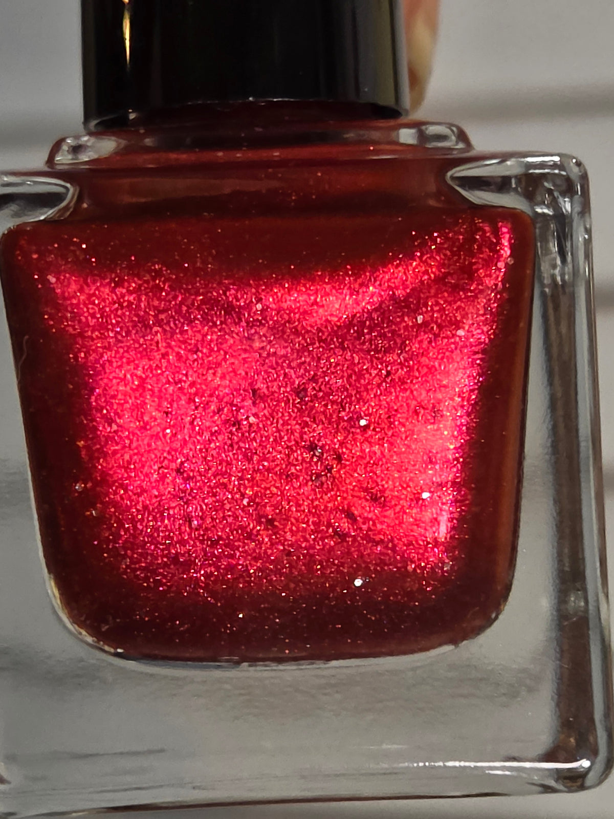 Velvet Noel — Ruby Red Shimmer Nail Polish with Silver Hex Glitter | Christmas Holiday Indie Lacquer | Liquid Krystal Co.