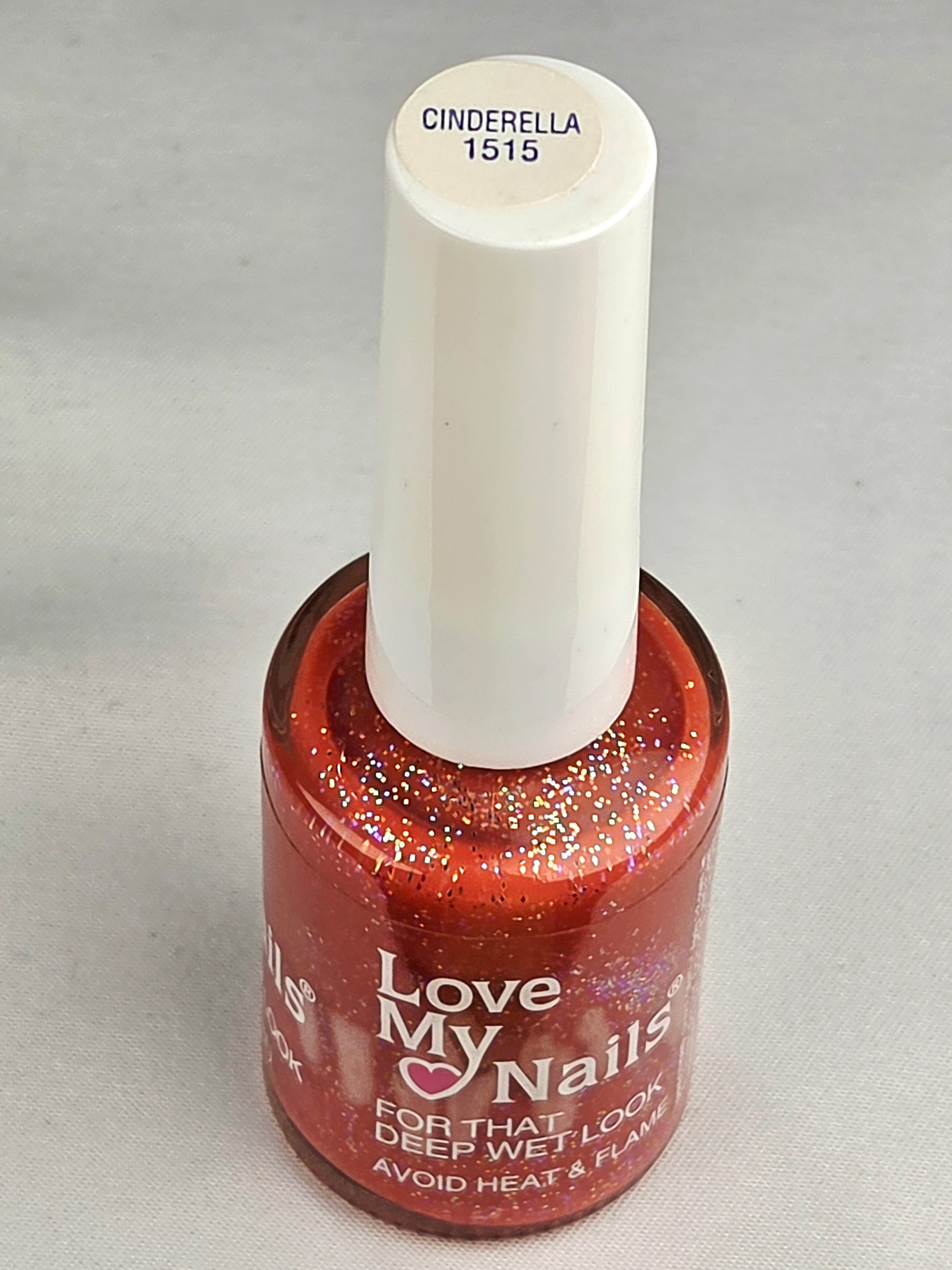 Love My Nails Cinderella 1515 Glitter Nail Polish Orange Holographic Vintage Collectible