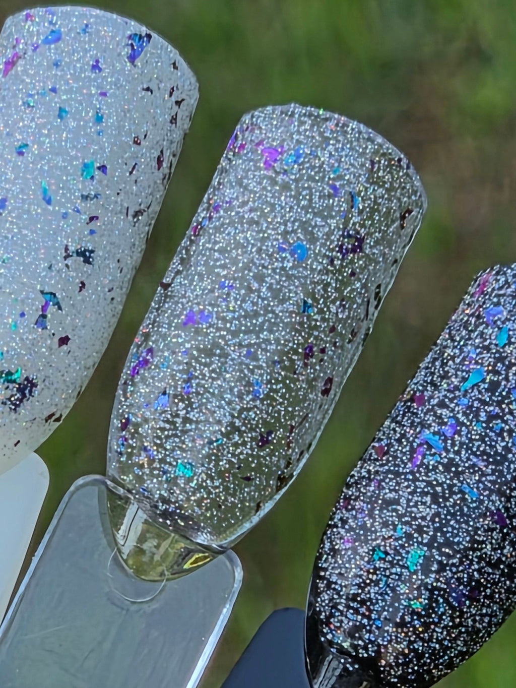 Aetherdust – Silver Holographic Nail Polish with Multichrome Chameleon Flakes | Sheer Buildable Indie Lacquer - Liquid Krystal Co