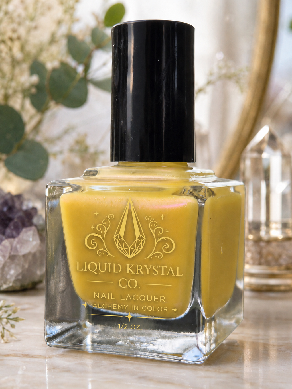 Pollinia Paradox Yellow Crelly Nail Polish with Violet Pink Shimmer | Liquid Krystal Co. Handmade Indie Lacquer
