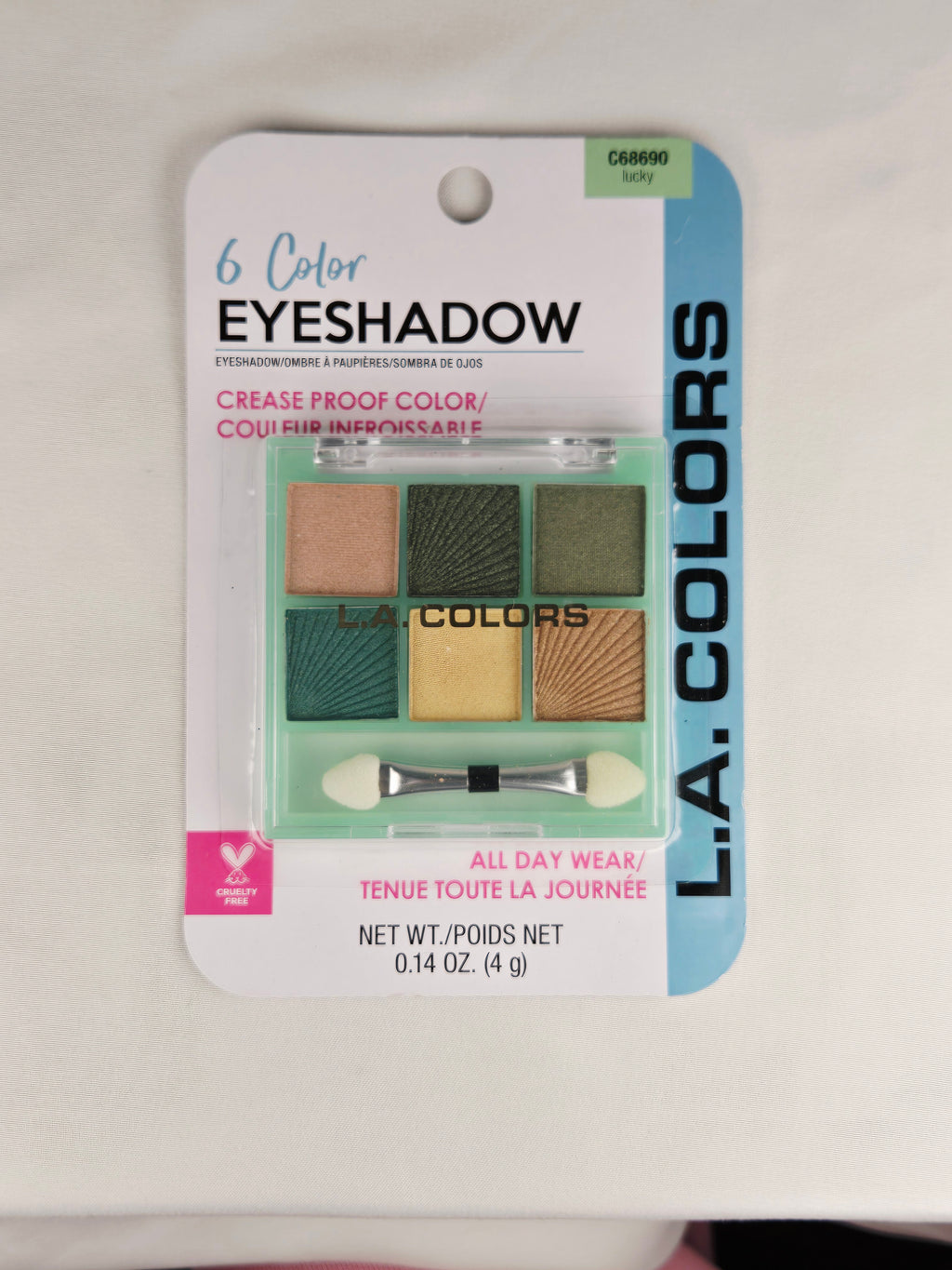 L.A. Colors Lucky 6 Color Eyeshadow Palette C68690 Green Gold Shimmer Crease Proof Makeup