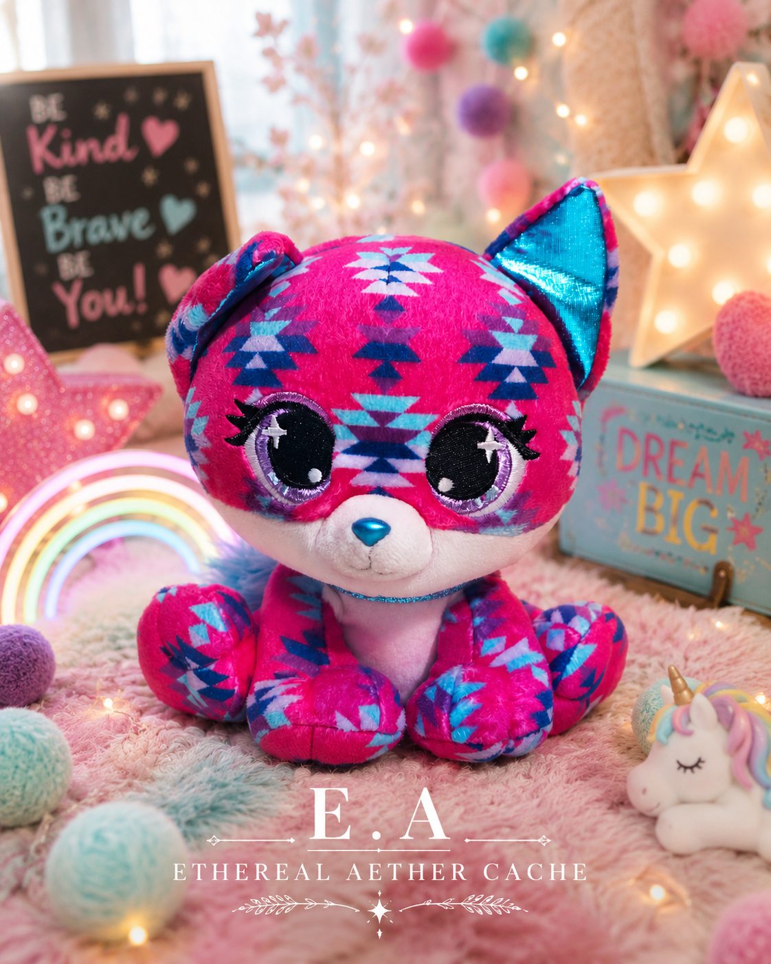 GUND P.Lushes Designer Fashion Pets Ciera Sunset Fox Plush Pink Blue Stuffed Animal 6