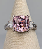 925 Sterling Silver Pink CZ Statement Ring Size 7 Vintage-Inspired Cocktail Ring