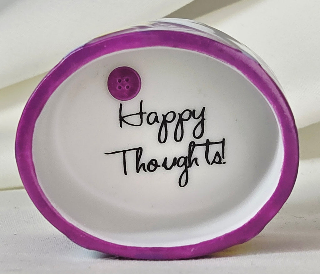 Disney Tinker Bell Happy Thoughts Trinket Box Purple Green Star Lid Fairy Keepsake Box 3"