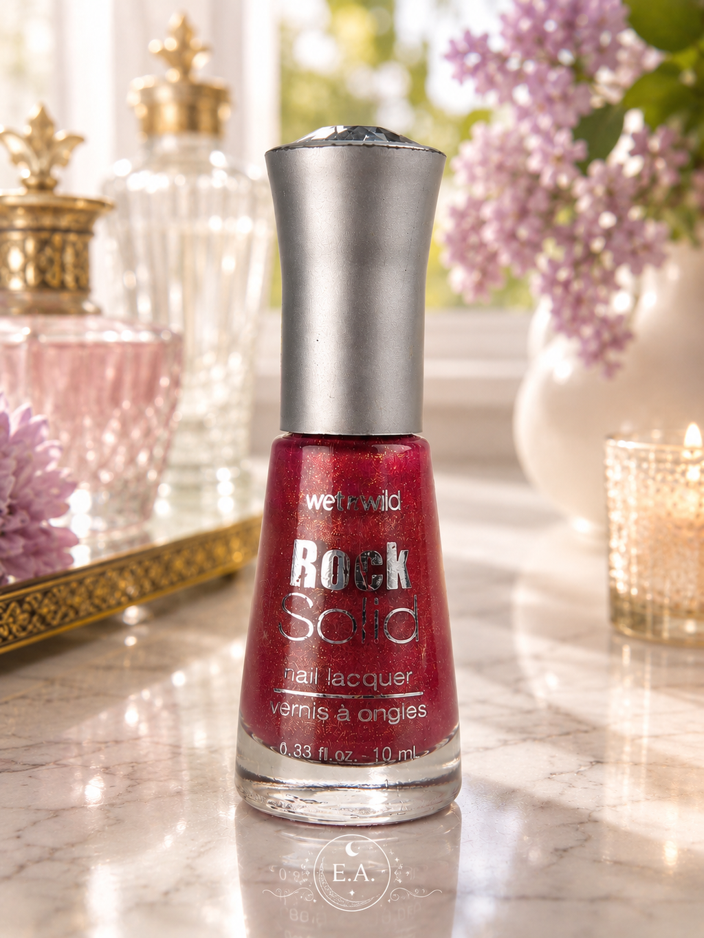 Wet n Wild Rock Solid Nail Polish 225 Quartz of Course Rose Shimmer Diamond Powder