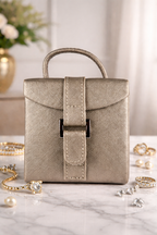 Heritage by WOLF Travel Jewelry Case — Metallic Taupe / Platinum Tone