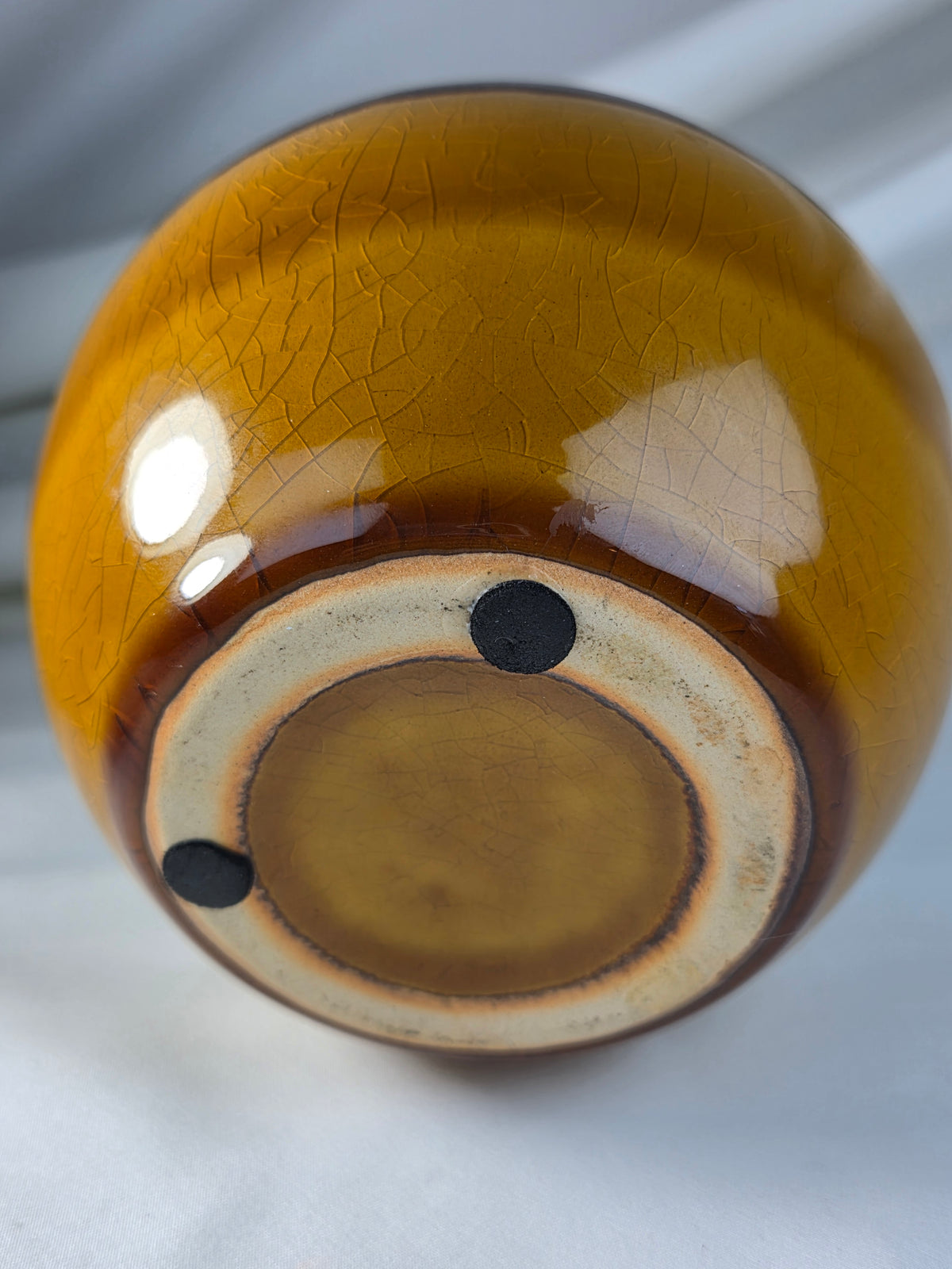 Crackle Glaze Ceramic Vessel with Removable Metal Insert Firepot