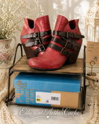 OTBT Lasso Red Oak Leather Buckle Ankle Boots Women's Western Booties Size 9M