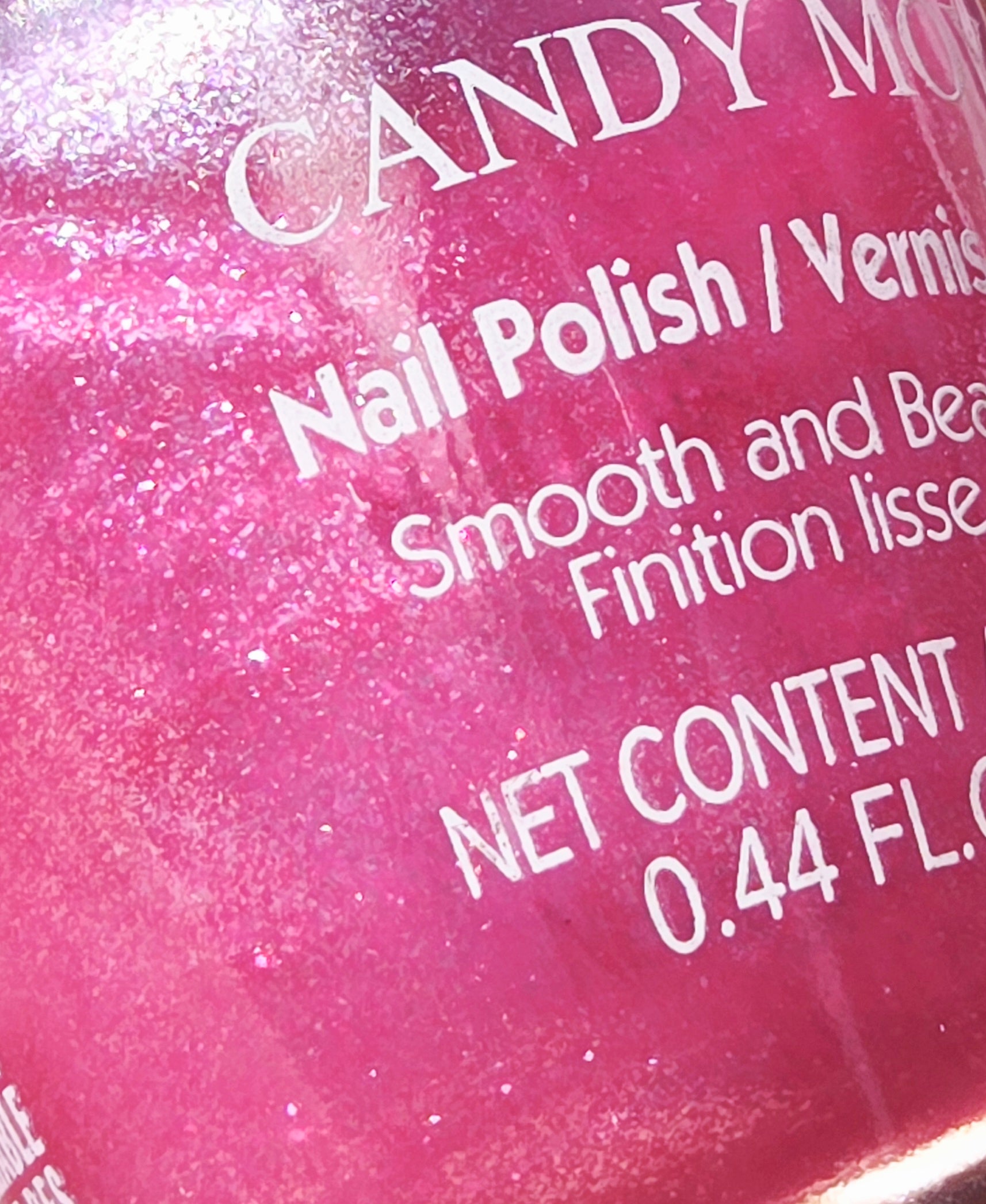 Candy Moyo Nail Polish #919 Bright Pink Shimmer Glitter 0.44 oz / 13mL