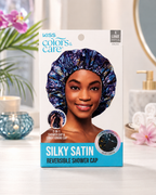 KISS Silky Satin Reversible Shower Cap XL Tropical Hair 2-in-1 Conditioning Cap