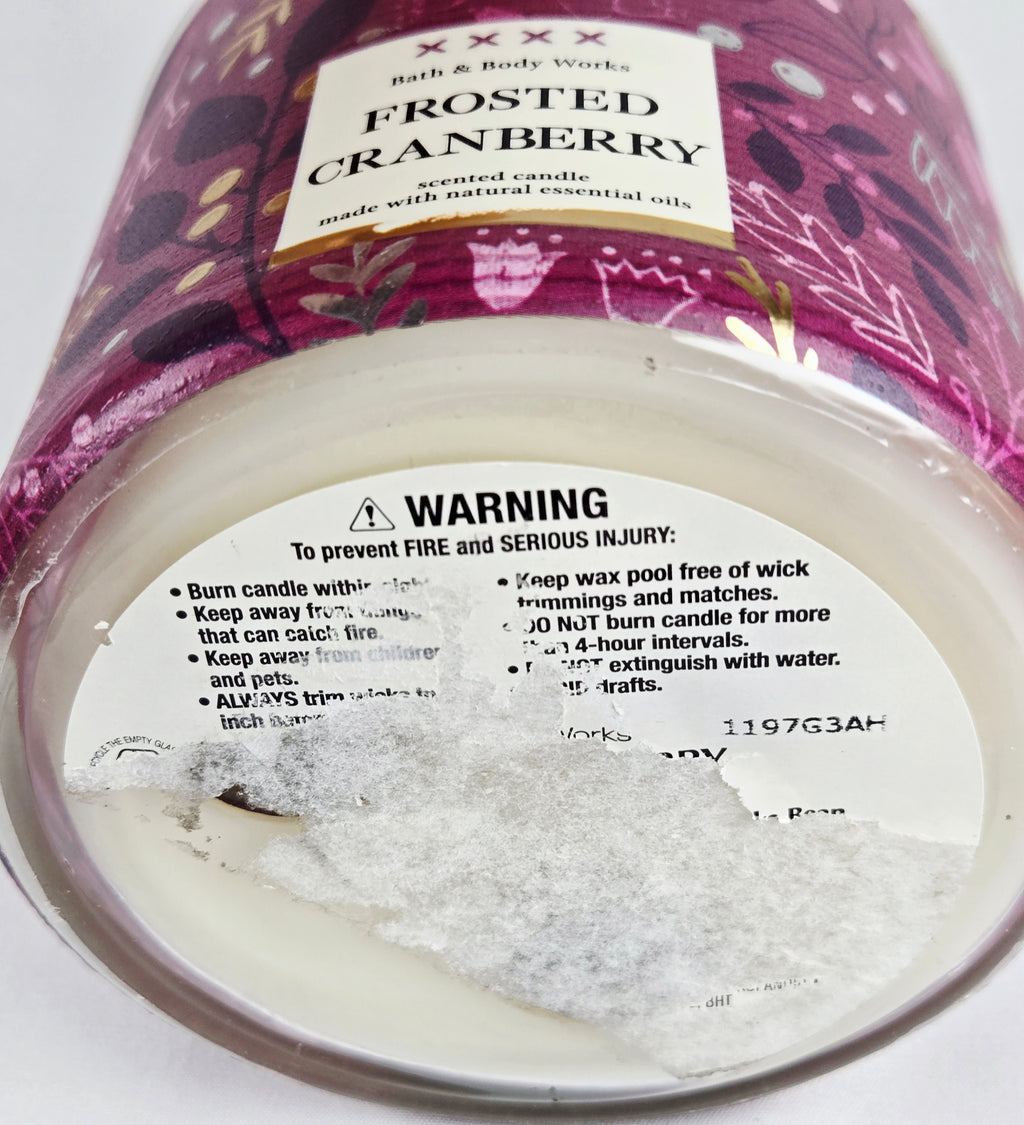 Bath & Body Works Frosted Cranberry 3-Wick Candle | New & Unused | Cozy Winter Hearth Scent